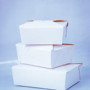 3 Different Sizes of Aquada Box Lunch Packs Closed and stacked with Large at the bottom, medium at the middle, and small at the top.