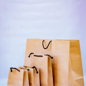 4 Kraft Paper bags with black rope handle